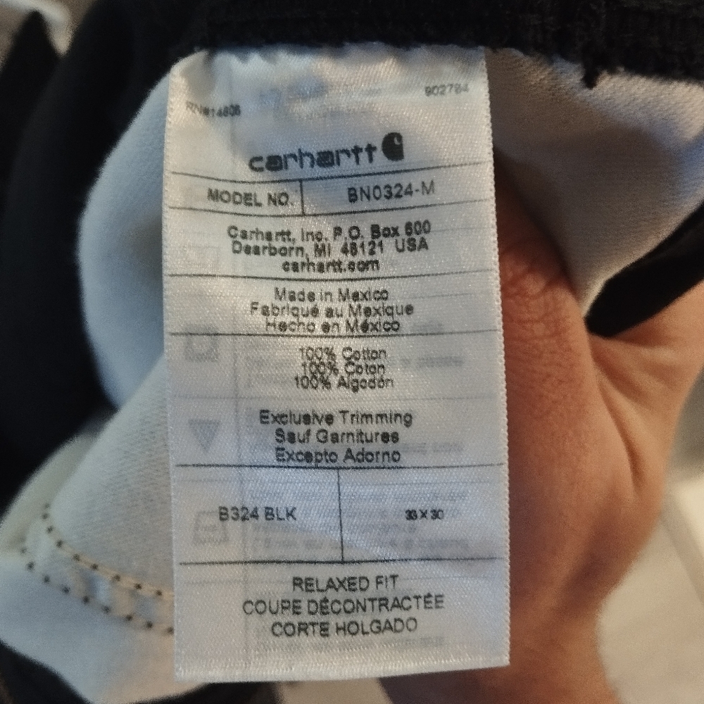 Carhartt Carpenter Pants Men's 33x30 Black B324 BLK Washed Duck Relaxed Fit Work - Picture 4 of 6